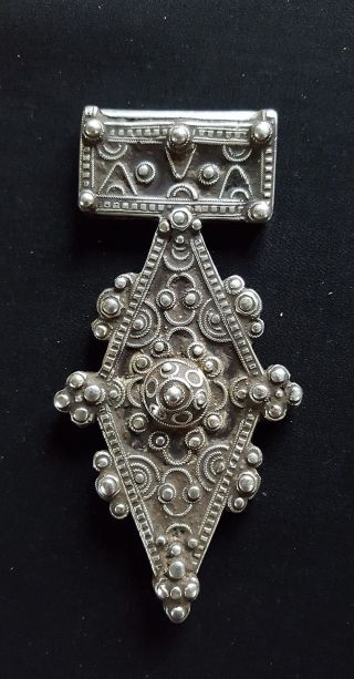 Morocco - Mauritania – Rare Old Berber Cross " Boghdad " Silver Pendant.