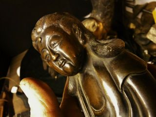 Large Heavy Late Edo Period Japanese Bronze Incense Burner Censer Chinese Style 11