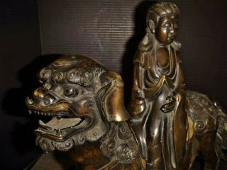 Large Heavy Late Edo Period Japanese Bronze Incense Burner Censer Chinese Style