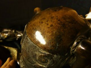 Large Heavy Late Edo Period Japanese Bronze Incense Burner Censer Chinese Style 2