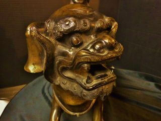 Large Heavy Late Edo Period Japanese Bronze Incense Burner Censer Chinese Style 4