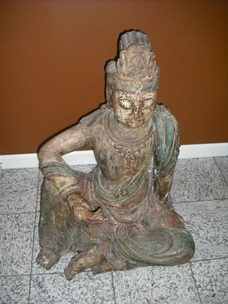 Rare 15th Century Temple Buddah Statue Sakayamuni Life Size Large
