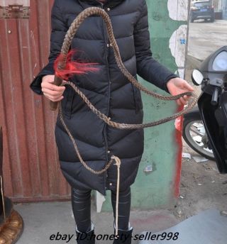 Collect Rare Chinese Old Cattle leather Ancient Torture Leather whip flog weapon 12