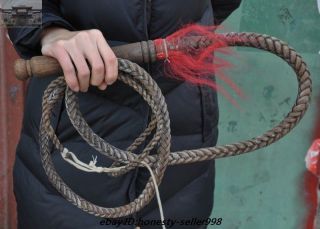 Collect Rare Chinese Old Cattle leather Ancient Torture Leather whip flog weapon 7