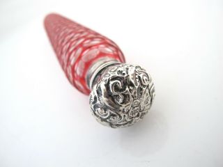 Stunning red ‘flash - dipped’ silver - mounted scent bottle c 1900 3