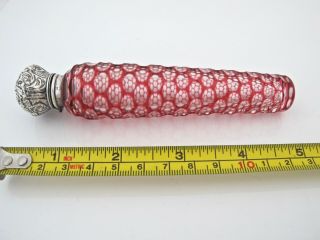 Stunning red ‘flash - dipped’ silver - mounted scent bottle c 1900 6