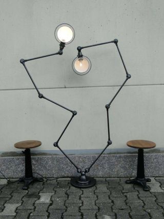 Jielde French Industrial 10 Arms Table Desk Reading Floor Lamp Graphite Polished