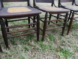 Best 4 Antique Oak Pressed Carved Back Chairs finish 3