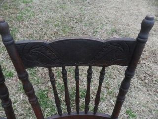 Best 4 Antique Oak Pressed Carved Back Chairs finish 5