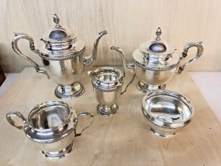 International Prelude Sterling Silver 5 PC Coffee Tea Pot Creamer Sugar Set C343 2