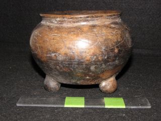 Pre Columbian,  Pottery,  Mayan Brown Ware Tripod Vessel,  Early Classic 300 600 Ad
