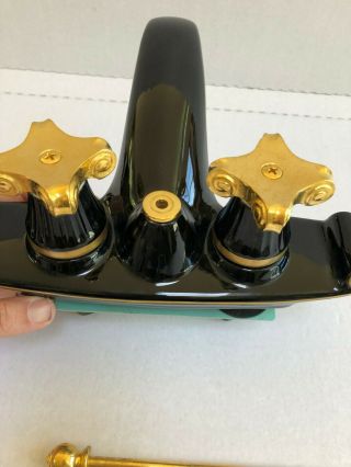 Vintage Porcelain Bath Sink Faucet Fitting Regency Mid Century Hand Painted 6