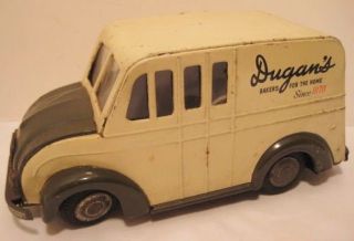Old Tin Japan Friction Advertising Promotional Divco Van - Dugans Bakers - Htc