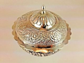 LaPerla Tampico Mexican Footed Sterling Silver Covered Bowl Hand Chased Roses 3