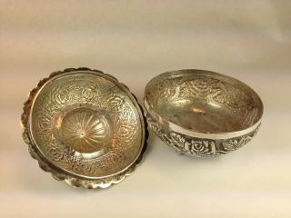 LaPerla Tampico Mexican Footed Sterling Silver Covered Bowl Hand Chased Roses 7