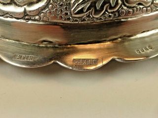 LaPerla Tampico Mexican Footed Sterling Silver Covered Bowl Hand Chased Roses 8