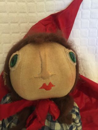 Primitive Handmade Little Red Riding Hood Doll,  Summer Doll Private Listing 3