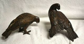 Pair Vintage Cast Iron Dove Pigeon Statues Rare
