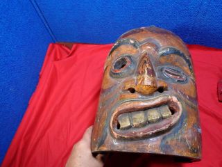 Old Northwest Coast Native American Carved Wood Mask 2 8