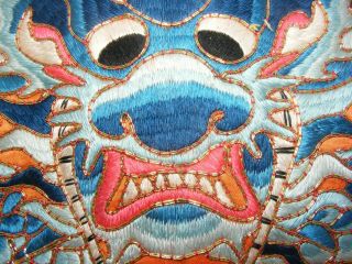 13 Blue Dragons Robe Hand Embroidered Five Claw Flaming Pearls Chinese Opera