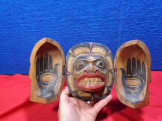 Old Northwest Coast Native American Carved Wood Mask 1 2