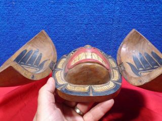 Old Northwest Coast Native American Carved Wood Mask 1 3