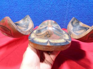 Old Northwest Coast Native American Carved Wood Mask 1 5