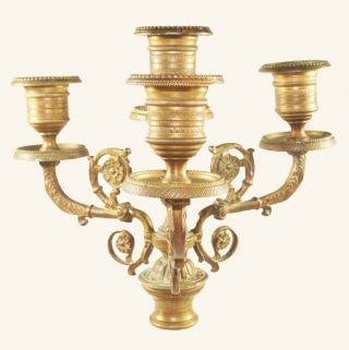 Antique Neoclassical Candelabras White Marble Gilt Bronze Candle Set 3