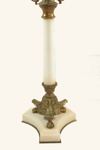 Antique Neoclassical Candelabras White Marble Gilt Bronze Candle Set 4