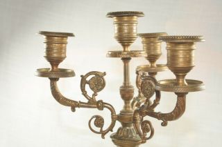 Antique Neoclassical Candelabras White Marble Gilt Bronze Candle Set 9