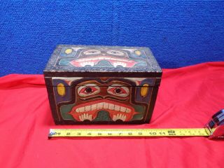 Old Northwest Coast Native American Carved Wood Box