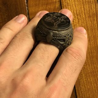 Ancient Or Medieval Middle Eastern Style Islamic Signet Ring Intaglio Stone Old 12