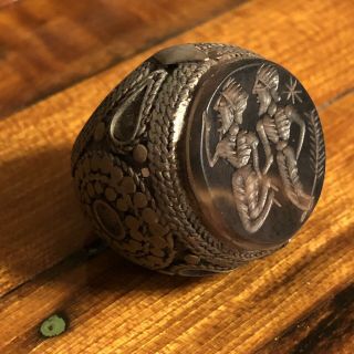 Ancient Or Medieval Middle Eastern Style Islamic Signet Ring Intaglio Stone Old