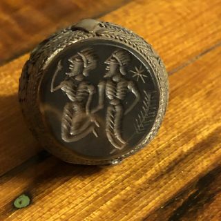 Ancient Or Medieval Middle Eastern Style Islamic Signet Ring Intaglio Stone Old 3