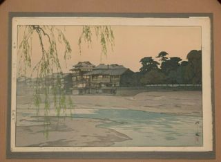 Hiroshi Yoshida Japanese Woodblock Print " Kamogowa In Kyoto " With Jizuri Seal