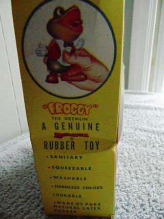 1948 REMPEL FROGGY THE GREMLIN SQUEAKY TOY FROG ANDY ' S GANG Ed McConnell w/BOX 10