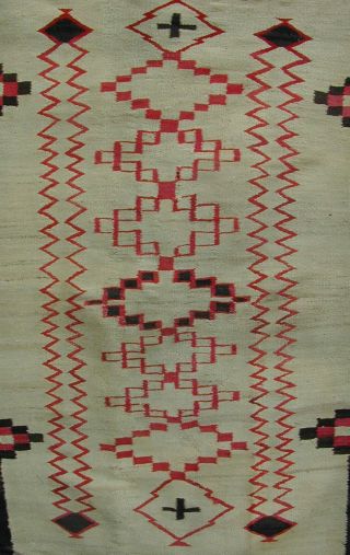 Old Handmade Large Navajo Rug Classic Design 1920 ' s Very Rare 10