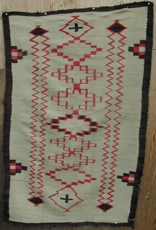 Old Handmade Large Navajo Rug Classic Design 1920 