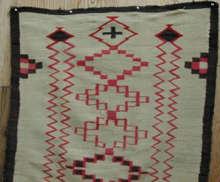 Old Handmade Large Navajo Rug Classic Design 1920 ' s Very Rare 2