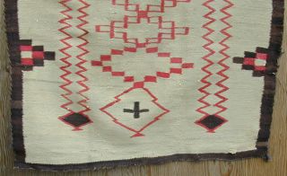 Old Handmade Large Navajo Rug Classic Design 1920 ' s Very Rare 3