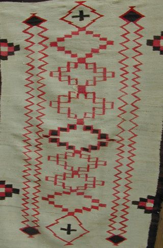 Old Handmade Large Navajo Rug Classic Design 1920 ' s Very Rare 4