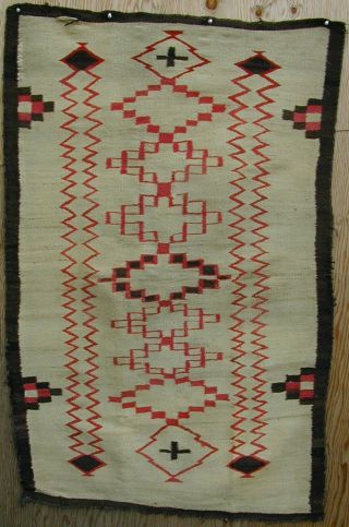 Old Handmade Large Navajo Rug Classic Design 1920 ' s Very Rare 7