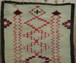 Old Handmade Large Navajo Rug Classic Design 1920 ' s Very Rare 8