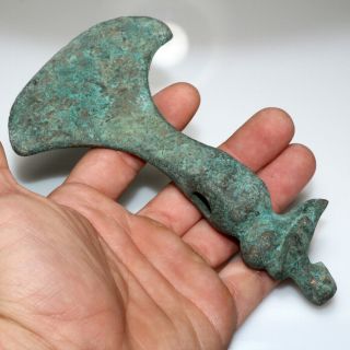 Intact - Luristan Bronze Ax With A Bird Circa 1500 - 1000 Bc