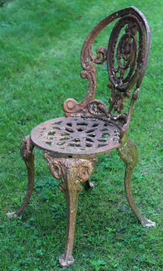 Small Rare Antique,  Victorian Childs Cast Iron Garden Chair,  Size,  Nr