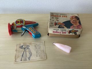 Tin Toy Friction Powered Bubble Gun 1950’s Made In Japan By Daiya Complete.