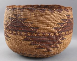 Large Antique Northern California Native American Hupa Indian Basket 2