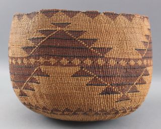Large Antique Northern California Native American Hupa Indian Basket 8