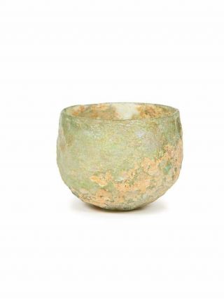 Ancient Sasanian Green Cut Glass Bowl Circa 5th - 6th Century A.  D.  Rare