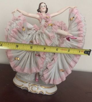 Large ANTIQUE ACKERMANN FRITZE DRESDEN LACE DANCER FIGURINE 9